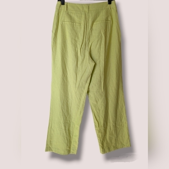 House of Harlow Lime Green High Rise Linen Blend Pants Retro Resortwear - Picture 3 of 11